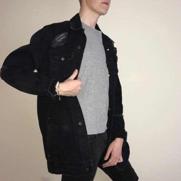 black longline denim jacket